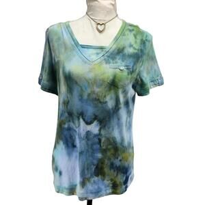 Studio Works. Reworked Ice Tie-Dye Cotton Blend Short-Sleeve Top. Size: M
